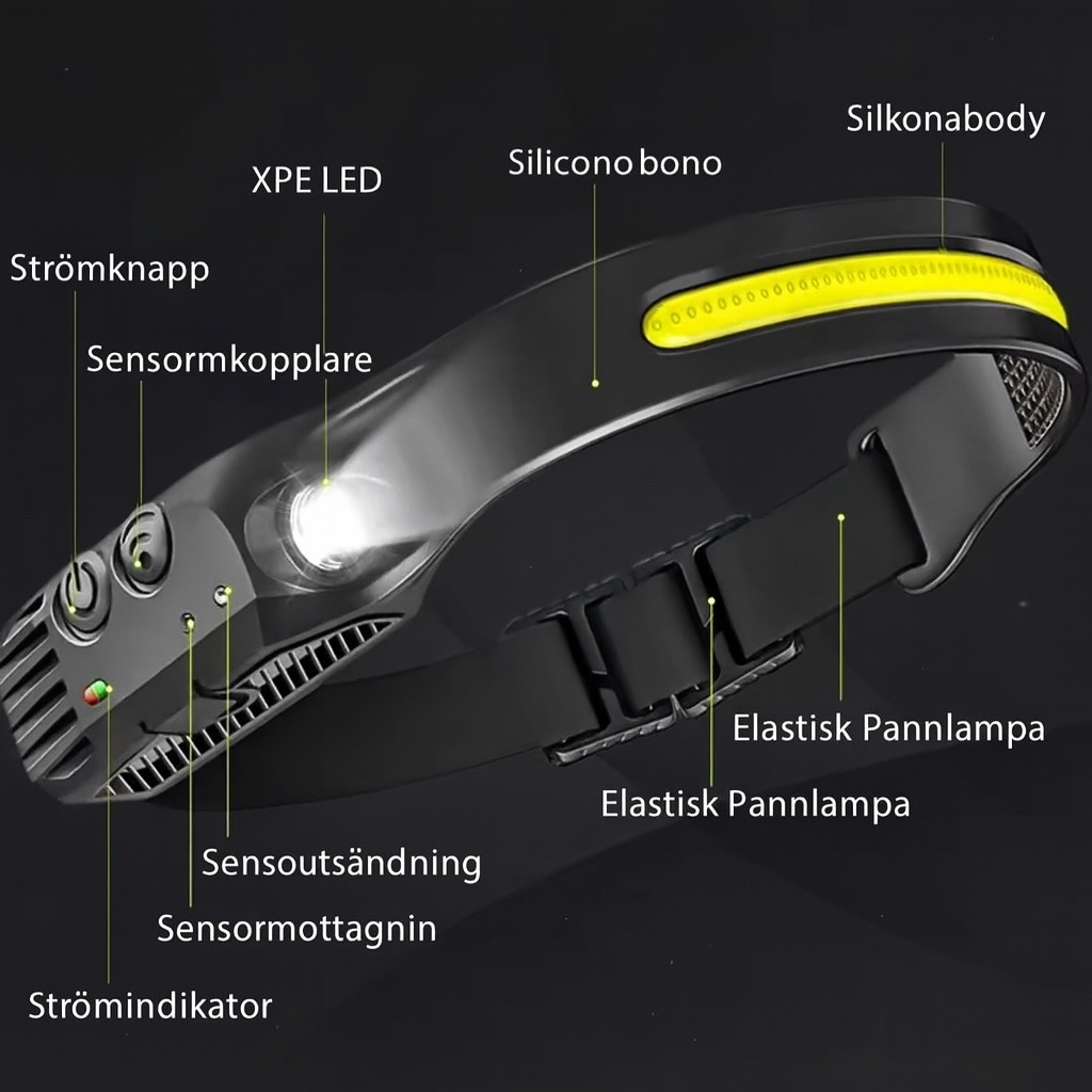 NordLjus™ -  Led Pannlampa med starkt ljus och lång batteritid